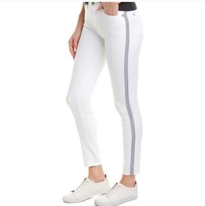 NWT 7 Seven For All Mankind Ankle Super Skinny White Runway Navy Stripe